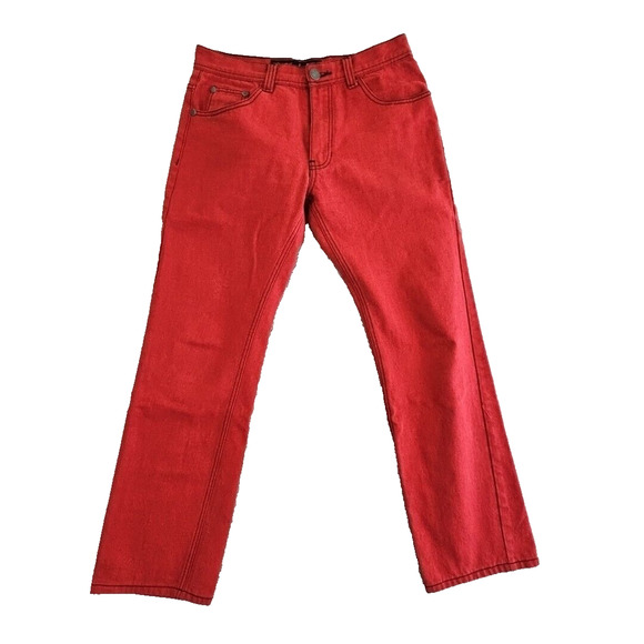 Blac Lacquer Jeans Men's W32 L33 Brick Red Black Contrast Thread Embroidery Y2K - Picture 1 of 13